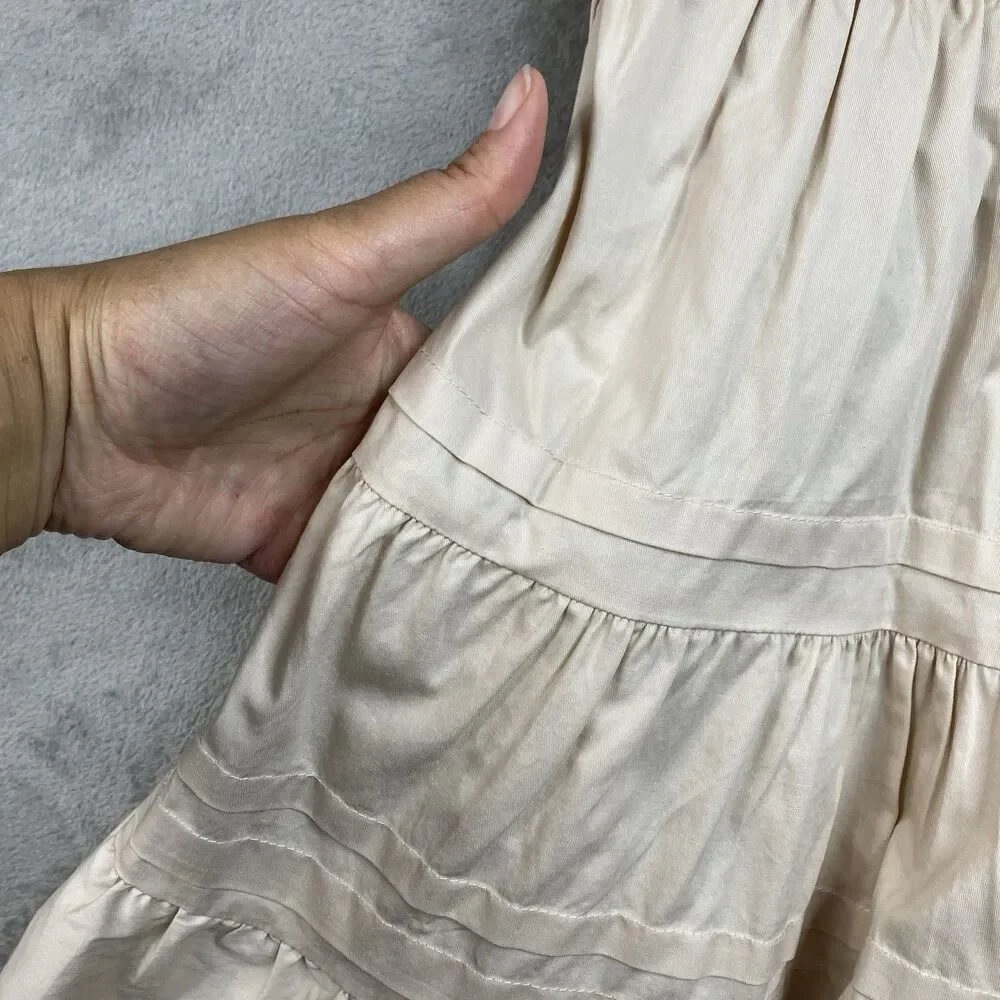 En Saison Dress Womens M Cream Cotton Wrap Ruffle Puff Sleeve Tiered Cottagecore